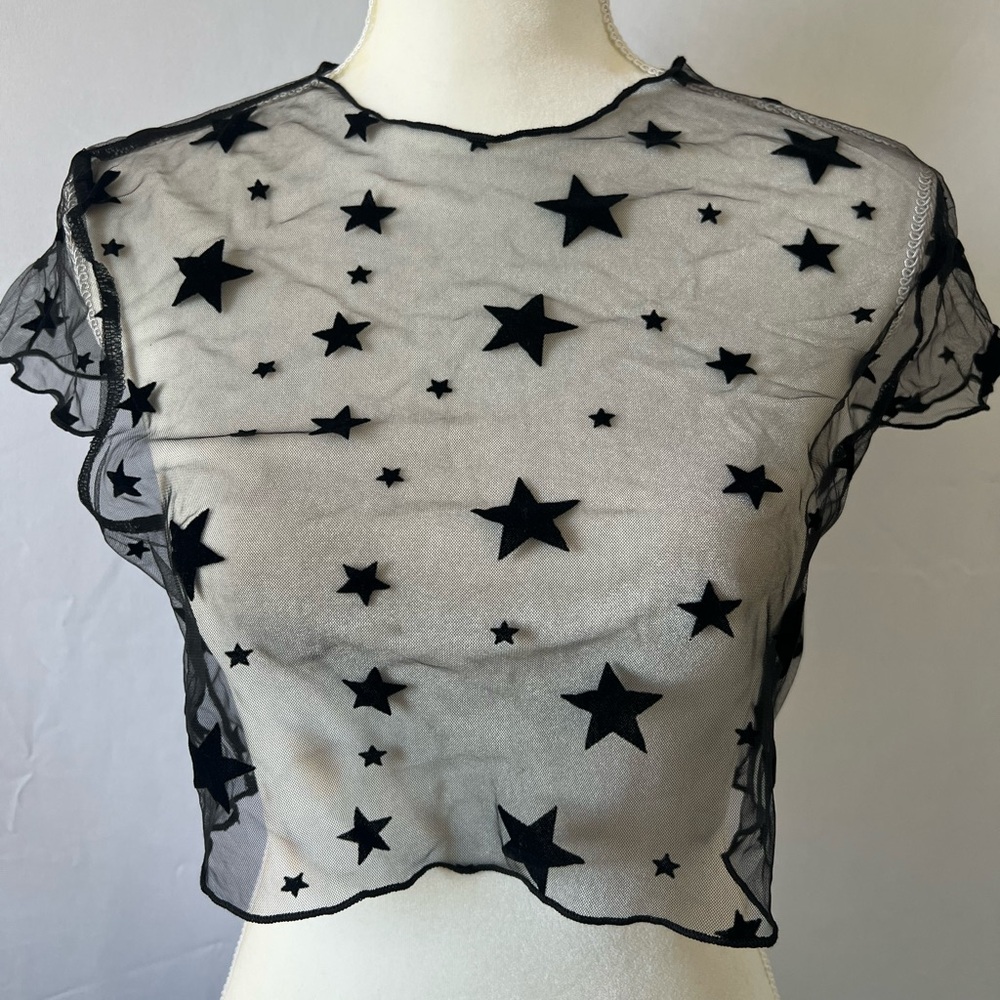 Black Star Mesh Dream Pop Crop Top
